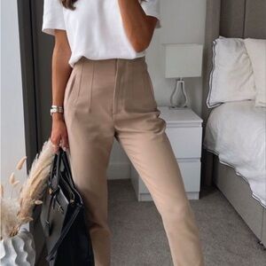 High Waist Cream Women's Pants